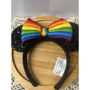 Disney Parks Pride Rainbow Sequin Minnie Mouse Ears Pride Headband